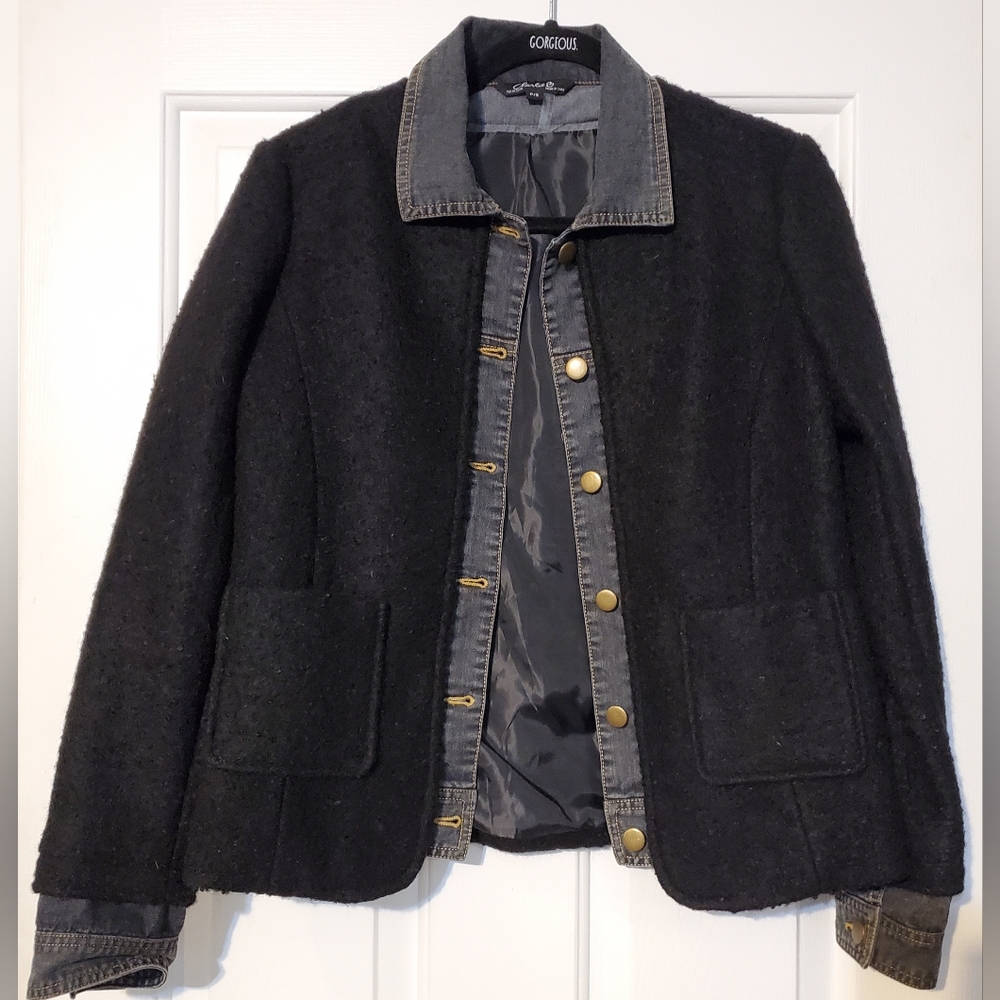 CHARLIE B Black and Gray Denim Jacket